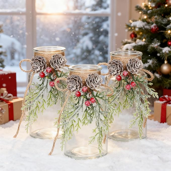 Set of 6 Xmas Decor Vases Christmas Centerpieces - Image 7