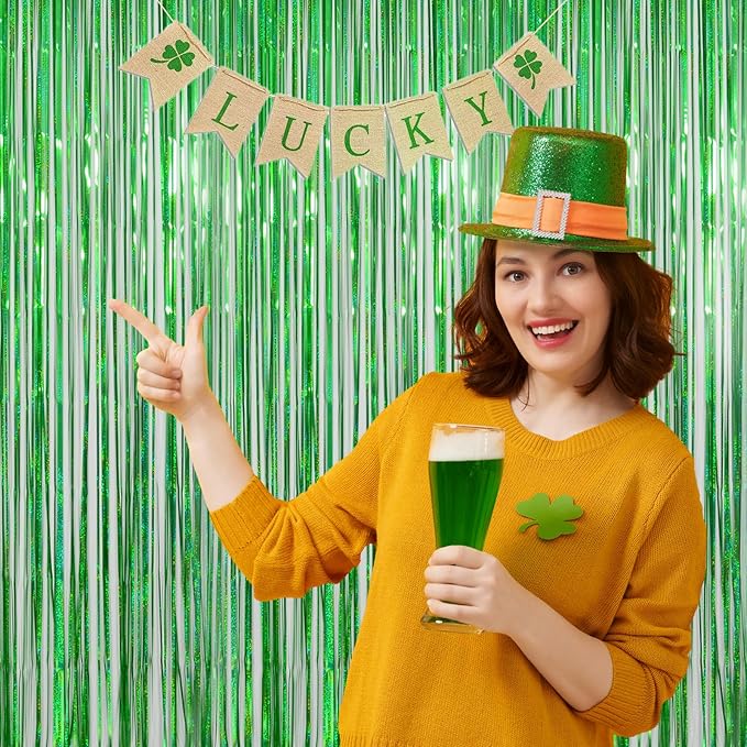 Melsan St Patricks Day Decorations, Tinsel Foil Fringe Curtains - Image 3
