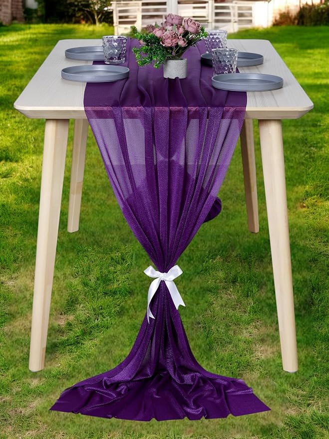 MDS 10 Pack 10ft Chiffon Table Runner 29 x 120 Inches Sheer Wedding Runner by MDS