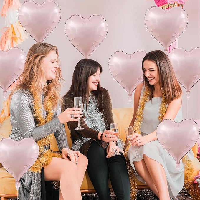 Baby Pink Heart Balloons, 18 Inch, Pastel Helium Foil - Image 9