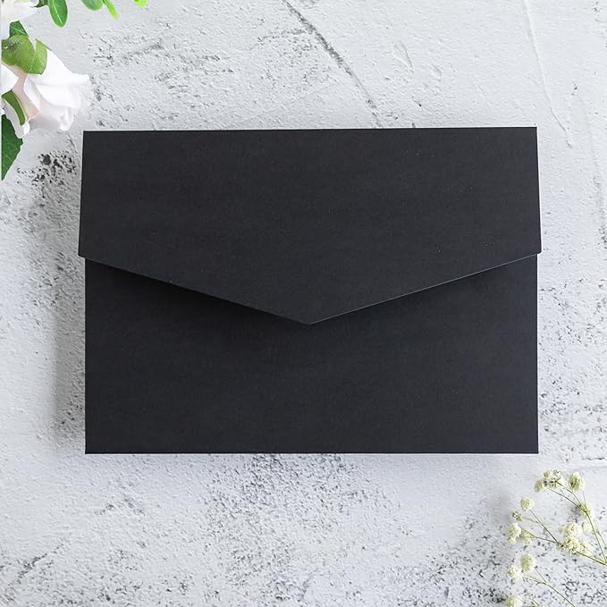 20 PCS Black Tri-fold Laser Cut Wedding Invitation Pockets - Image 5