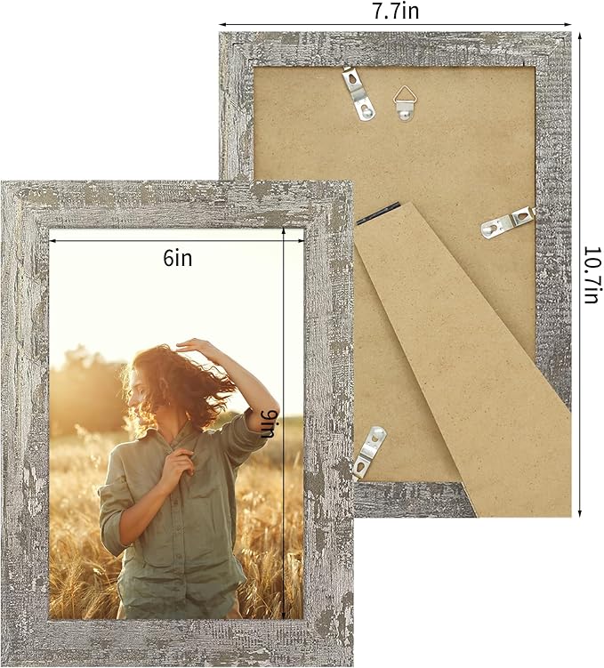 6x9 Picture Frame Set of 4, High Definition Glass Distressed Moss Green Frame - Image 4