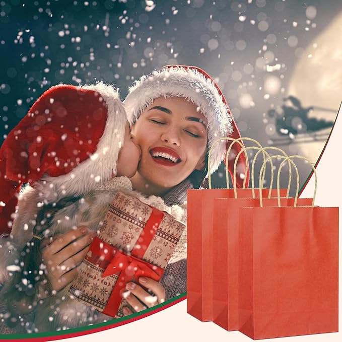 25 PCS Small Dark Red Gift Bags Kraft Paper Bags - Image 5