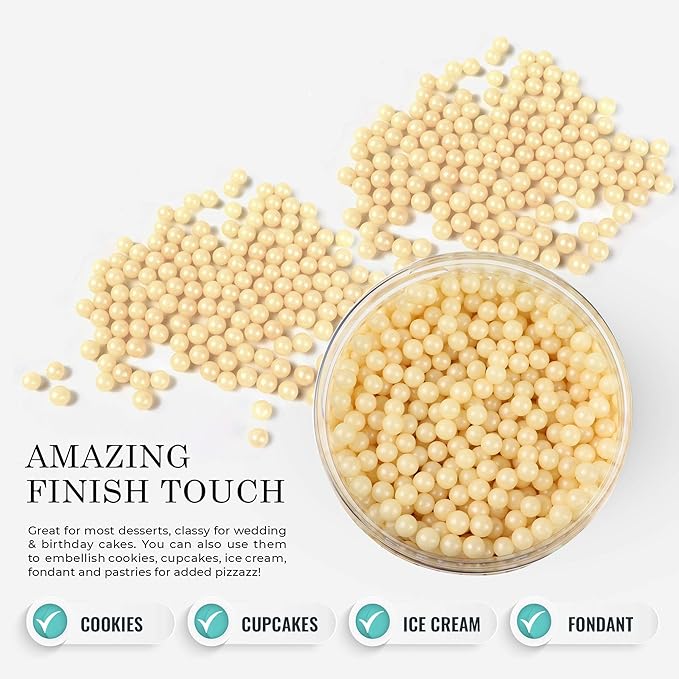O'Creme Ivory Edible Sugar Pearls Cake Decorating Supplies - Image 5