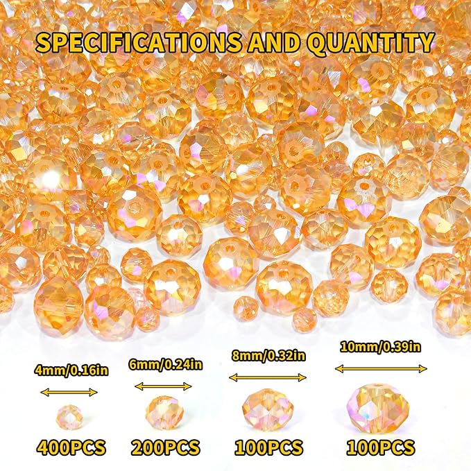 800Pcs 4/6/8/10mm Crystal Glass Beads - Image 2