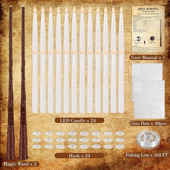 24PCS Floating Candles with Wand, Magic Hanging Candles, Flickering Warm Light - Image 5