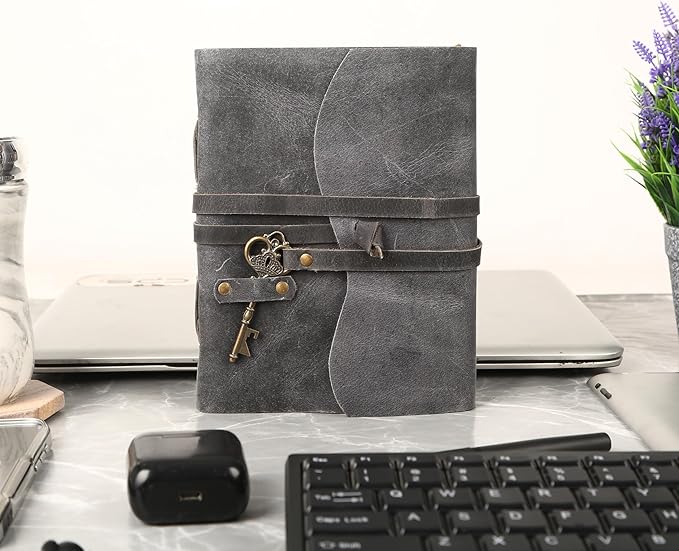 Leather Journal with Lined and Unlined Deckle Edge Paper 8x6 inch and Vintage - Image 9