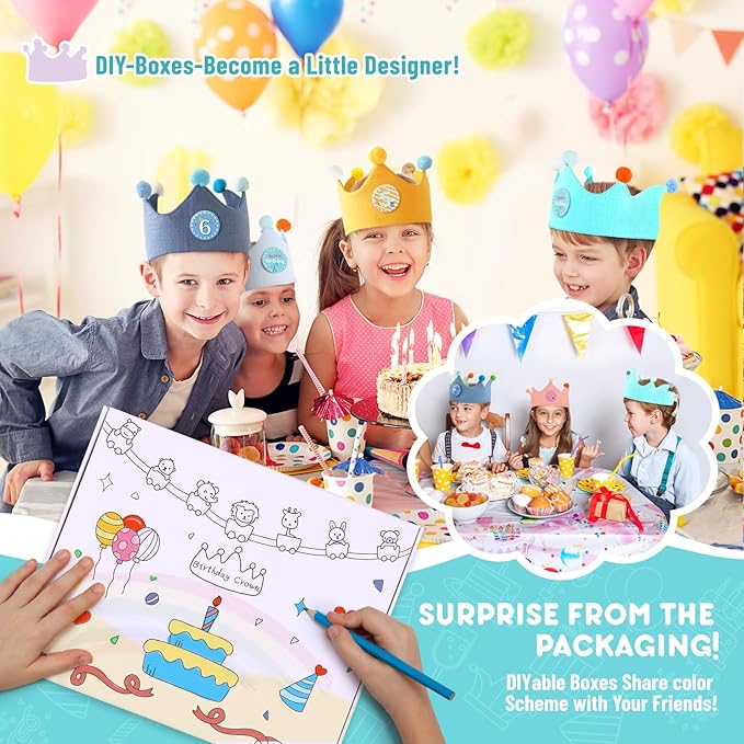 Reusable Birthday Crown with Numbers, Kids Birthday Hat Fabric Crown Pertain - Image 5