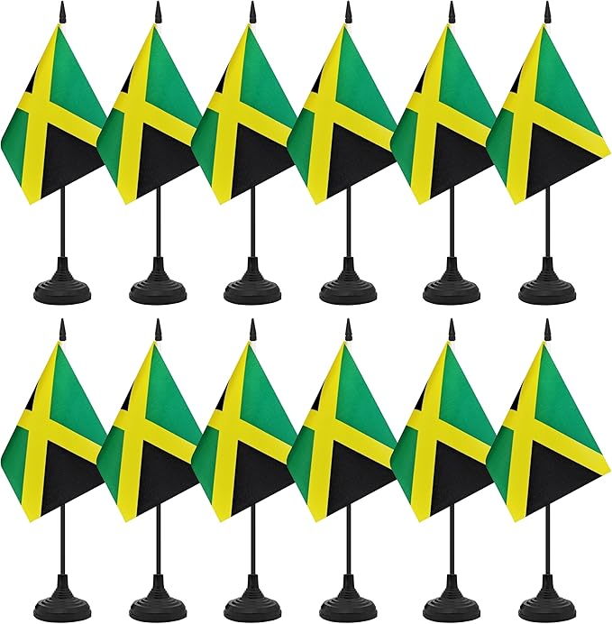12 Pack Jamaica Desk Flag Set, Jamaican Table Office Flag, Small Miniature by Unknown