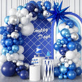 94Pcs Blue Balloon Garland Arch Kit Navy Blue Silver White Balloons Garland Kit by Domgoge