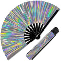 Holographic Folding Fan with Holster – Large Handheld Fan by GloFX