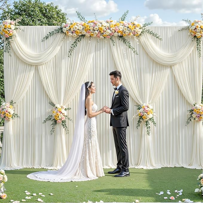 40ft x 12ft Ivory Backdrop Curtains Wrinkle Free Backdrop Curtain - Image 3