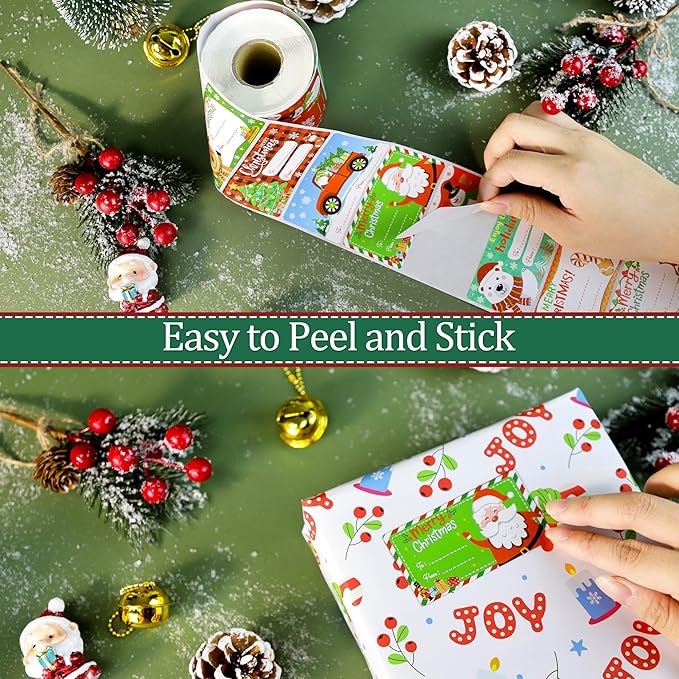500 PCS Christmas Gift Tags, Christmas Name Tags Stickers Roll, Self-Adhesive - Image 5