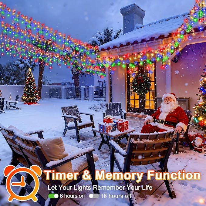 KNONEW 33FT 400 LED Christmas Lights Outdoor Black Wire String Lights - Image 5