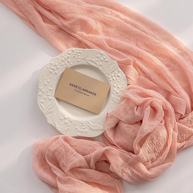 6pcs Pink Gauze Rustic Cheesecloth Table Runner 120 Inch 10 FT - Image 4