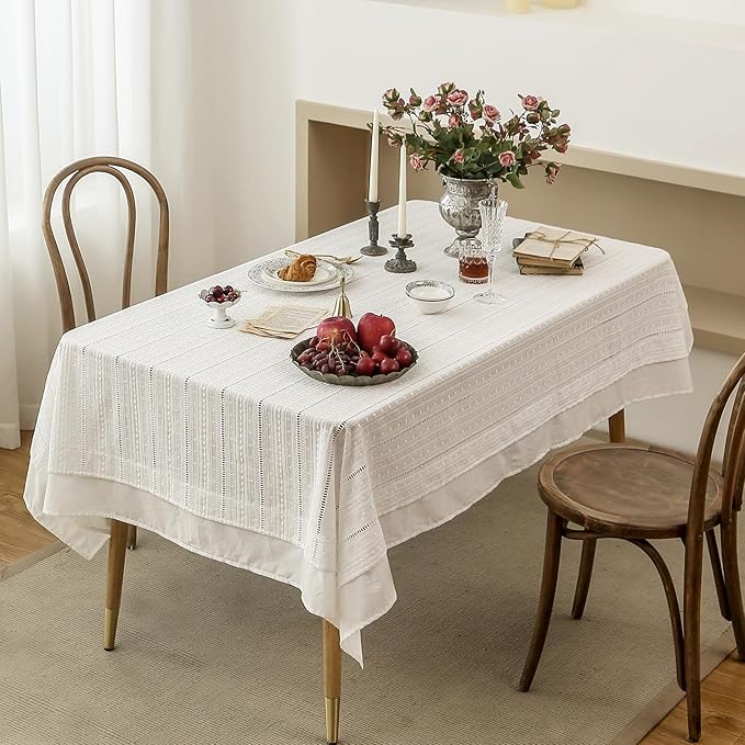 patdrea Designer Vintage Cotton White Lace Tablecloth - Image 2
