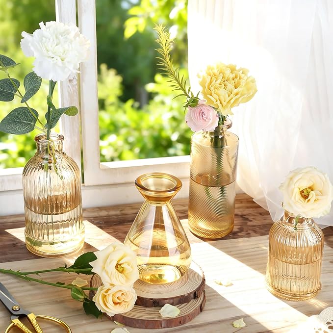 Amber Glass Bud Vases Set of 36, Mini Flower Vase - Image 6
