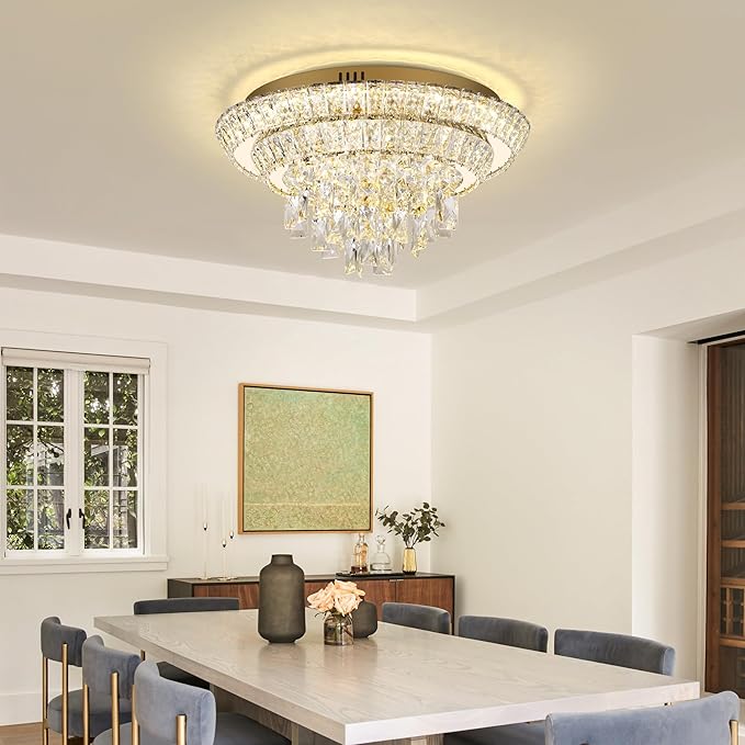 18 inch Crystal Gold Ceiling-Light Flush Mount - Image 7