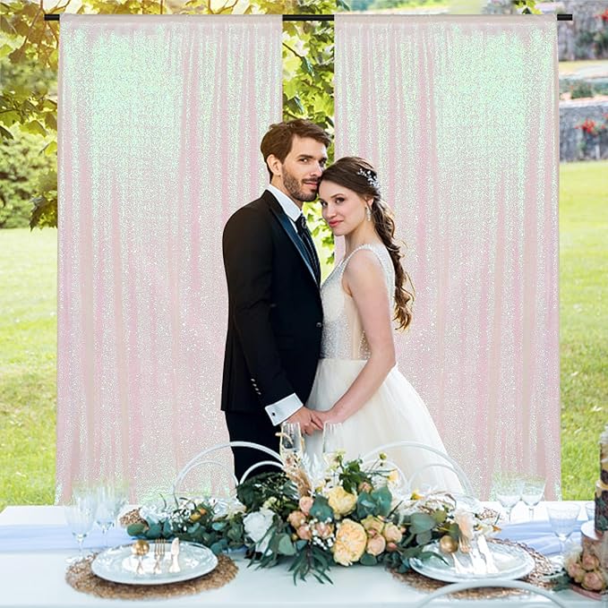 PartyDelight Sequin Backdrop Curtains Iridescent 2 Panels 5Ft x 10Ft Photograph - Image 7