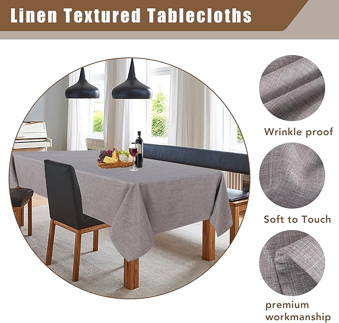 Fitable Faux Linen Tablecloth Rectangle 60 x 84 Inch - Image 3