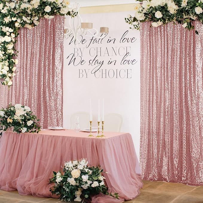 Hahuho Rose Gold Sequin Backdrop Curtain, Party Decoration（4 Panels, 2FT x 8FT - Image 4