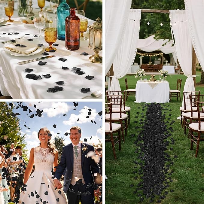 1000 Pcs Black Rose Petals Artificial Silk Flower Petals Romantic Decorations - Image 2