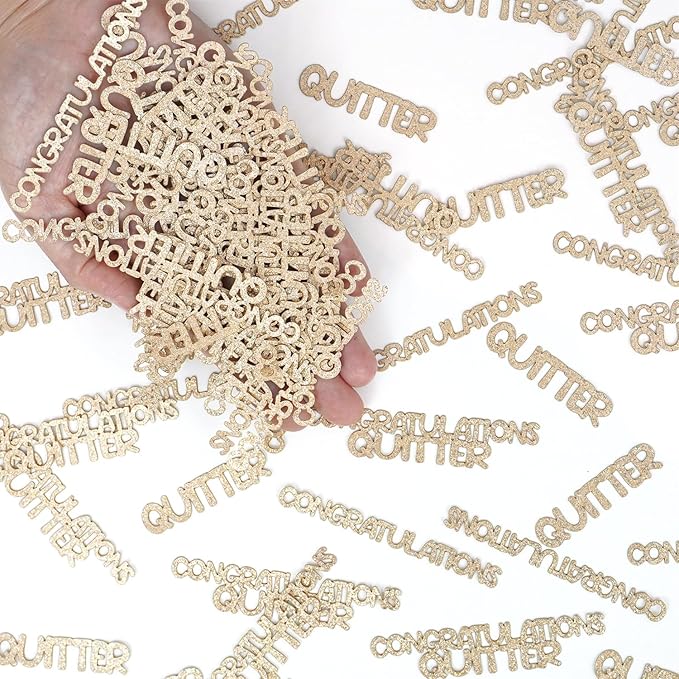 Congratulations Quitter Confetti, Champagne Gold Glitter Retirement Confetti - Image 2