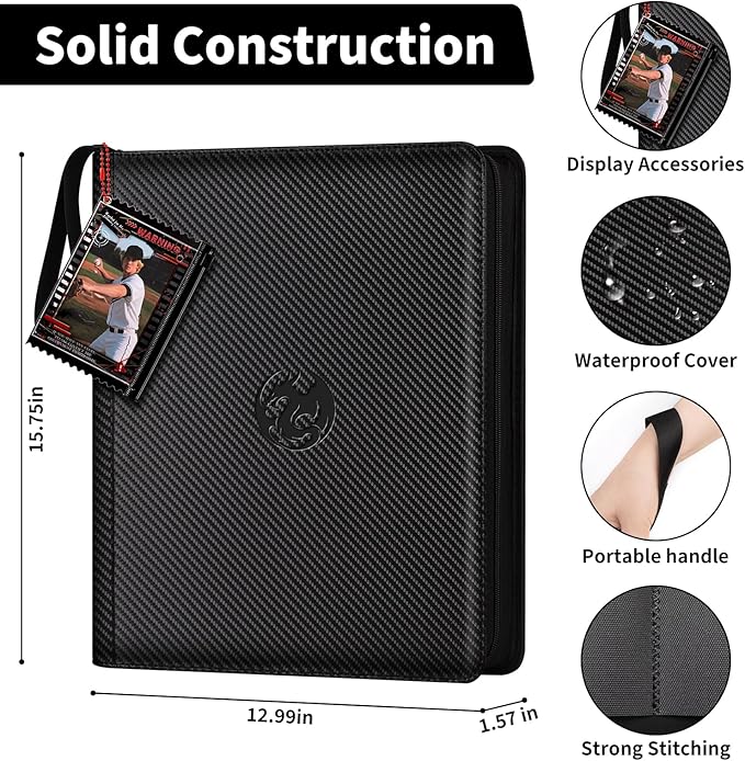 9-Pocket Toploader Binder, Baseball Football Sports Game Cards - Image 2
