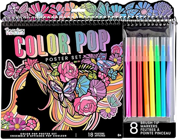 Fashion Angels Color Pop Poster Set, Includes 18 Posters & 8 Brush Tip Markers - Image 5