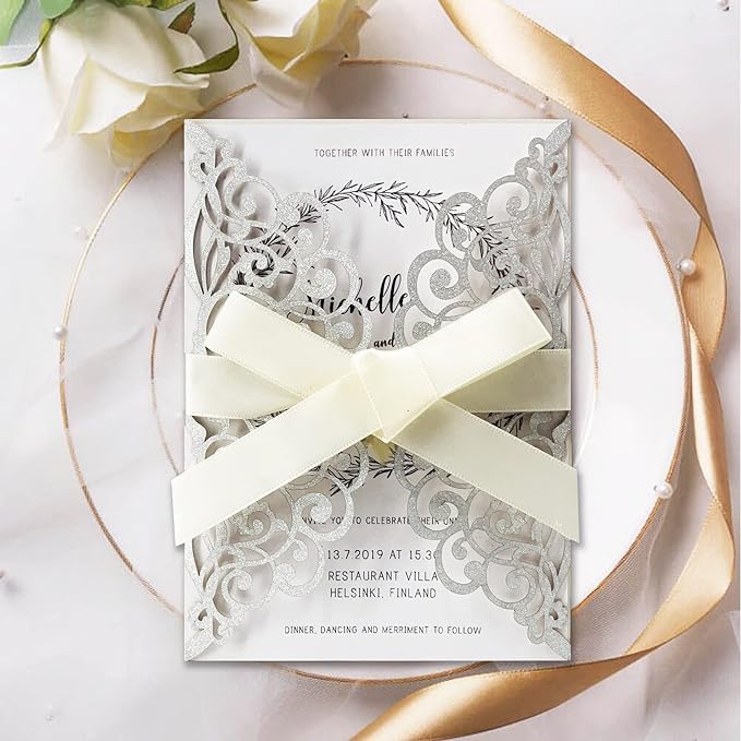 50Pcs Laser Cut Wedding Invitation - Image 8