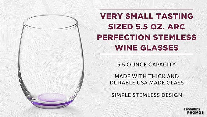 DISCOUNT PROMOS Stemless Wine Glasses by ARC 5.5 oz. Set of 12, Bulk Pack - Image 3