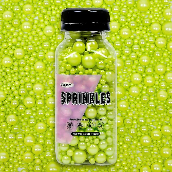 Edible Green Pearl Sprinkles, Sugar Pearls - Image 8