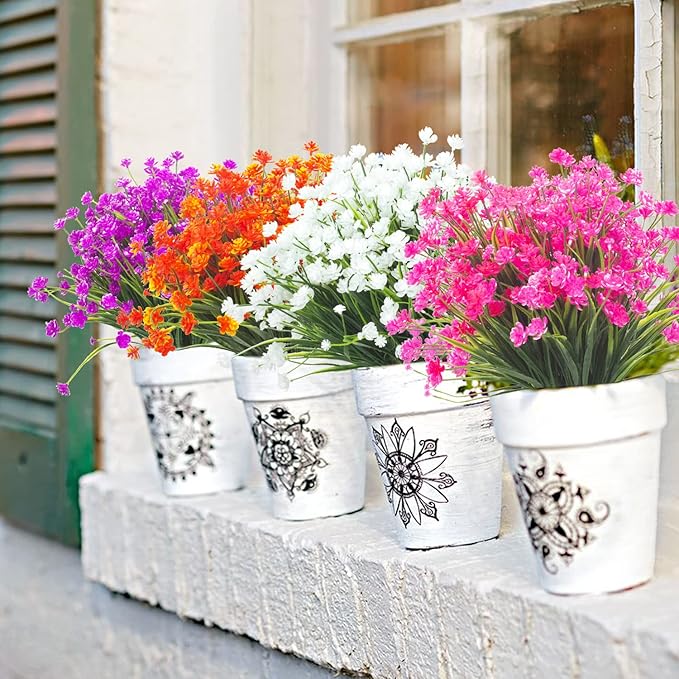 Artificial Flowers Outdoor UV Resistant Fake Plants Indoor Outside Hanging - Image 4