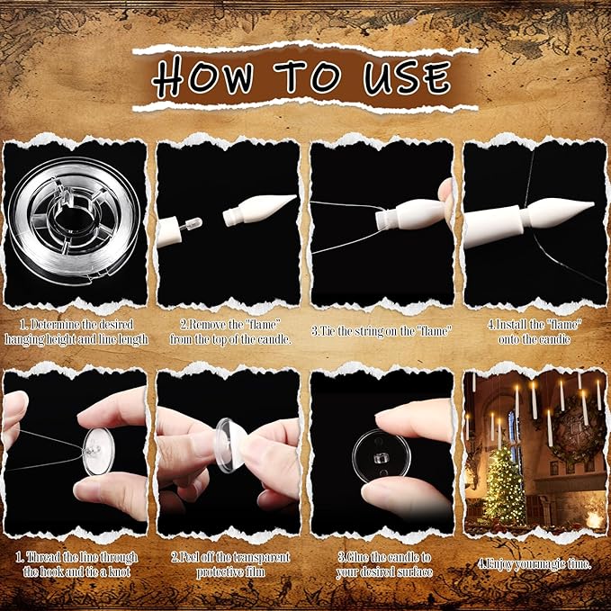 24PCS Floating Candles with Wand, Magic Hanging Candles, Flickering Warm Light - Image 6