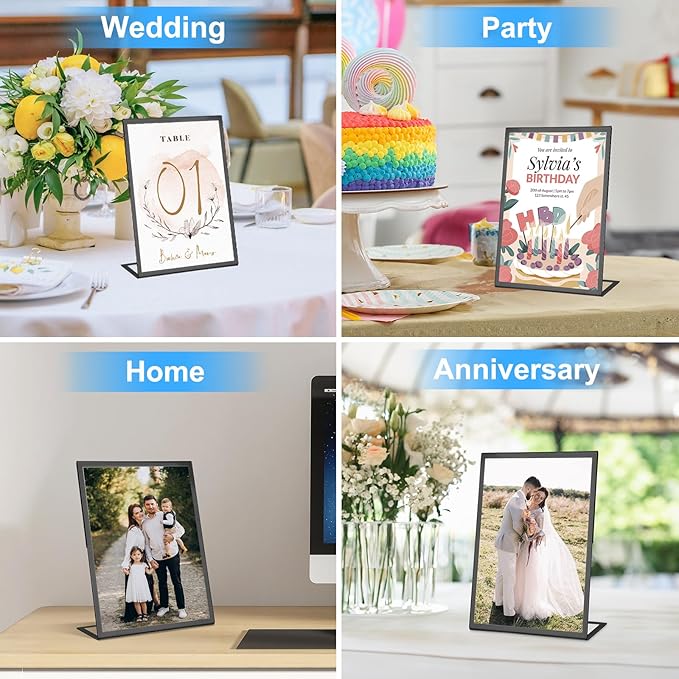EHWINE 12 Pack Acrylic Sign Holder 8.5 x 11, Slanted Back Paper Holder Clear - Image 6