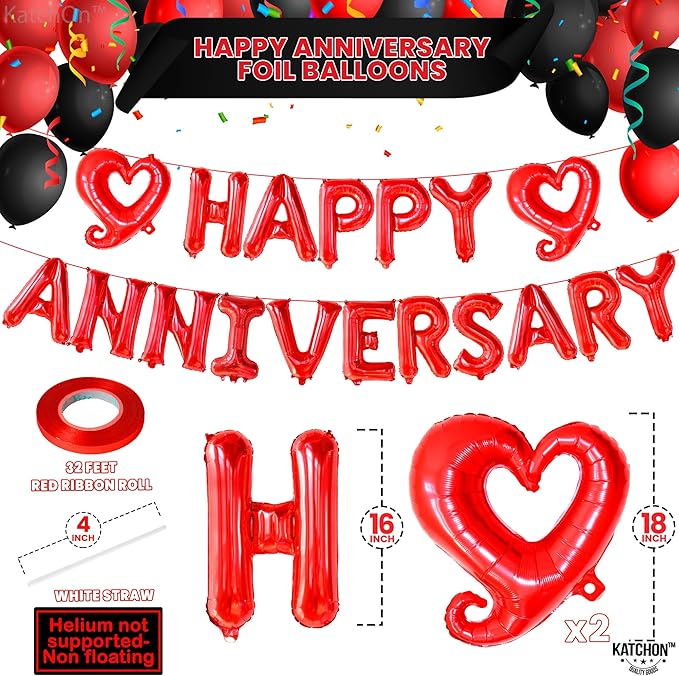 KatchOn 18 Inch Happy Anniversary Balloons Letters - Image 4