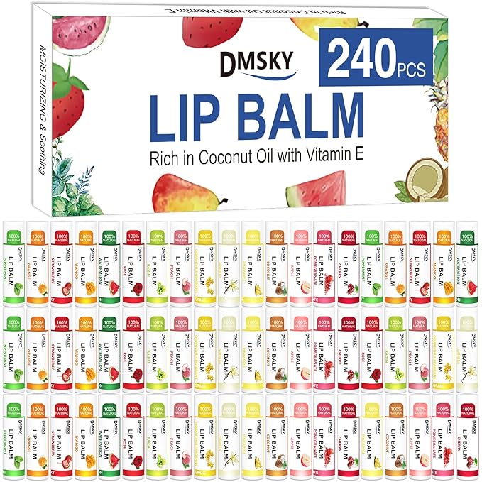 DMSKY 240 Pack Lip Balm, Natural Lip Balm Bulk by DMSKY