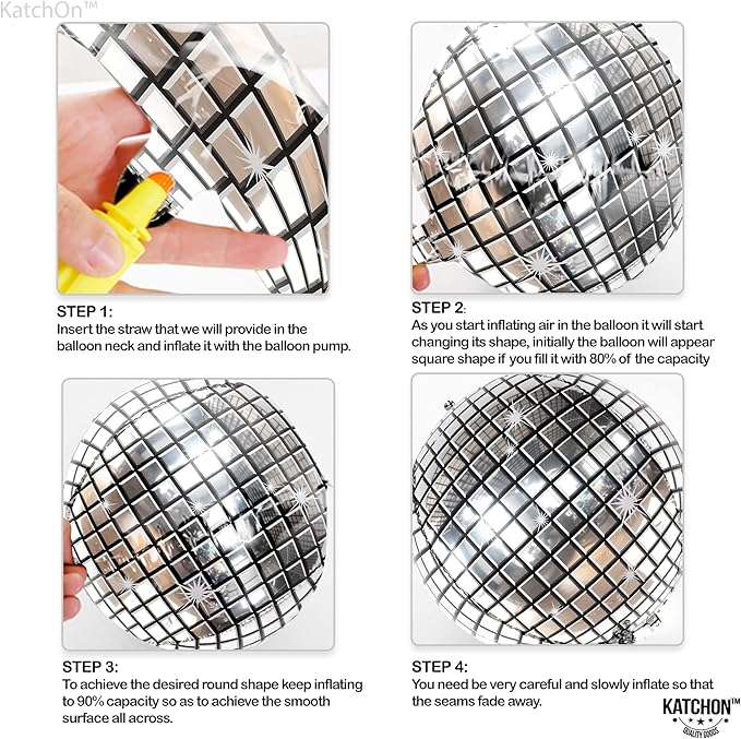 KatchOn, Big Silver Disco Ball Balloons - Image 3