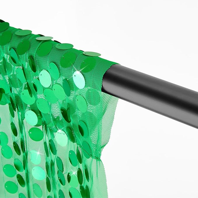2 Packs 4x8FT Green Sequin Backdrop Curtains Glitter Background Graduation - Image 7