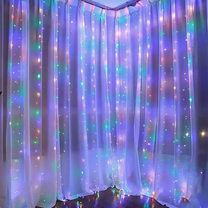 Dazzle Bright Window Curtain String Lights, 300 LED 9.8ft x 9.8ft Multicolor - Image 4