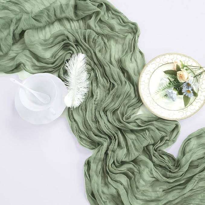 12 Pack Sage Green Cheesecloth Table Runner 10ft Boho Gauze Fabric Cheese Cloth - Image 6