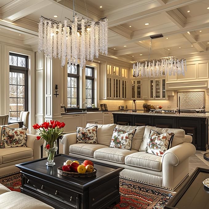 YUYI Black Crystal Chandelier, Modern 47.2" Rectangular Chandeliers - Image 7