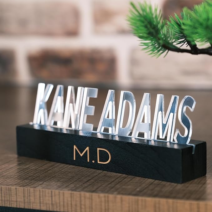 Personalized Silver Desk Name Plate – Custom Engraved Name Sign - Image 4