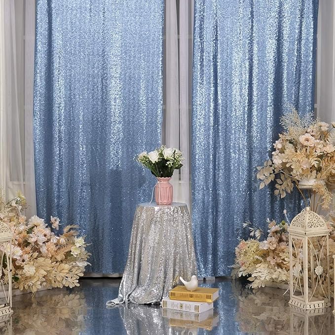 Poise3EHome Baby Blue Sequin Backdrop Curtains - Image 7