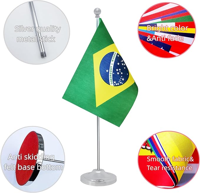 Brazil Desk Flag, Brazilian Table Office Flag - Image 3