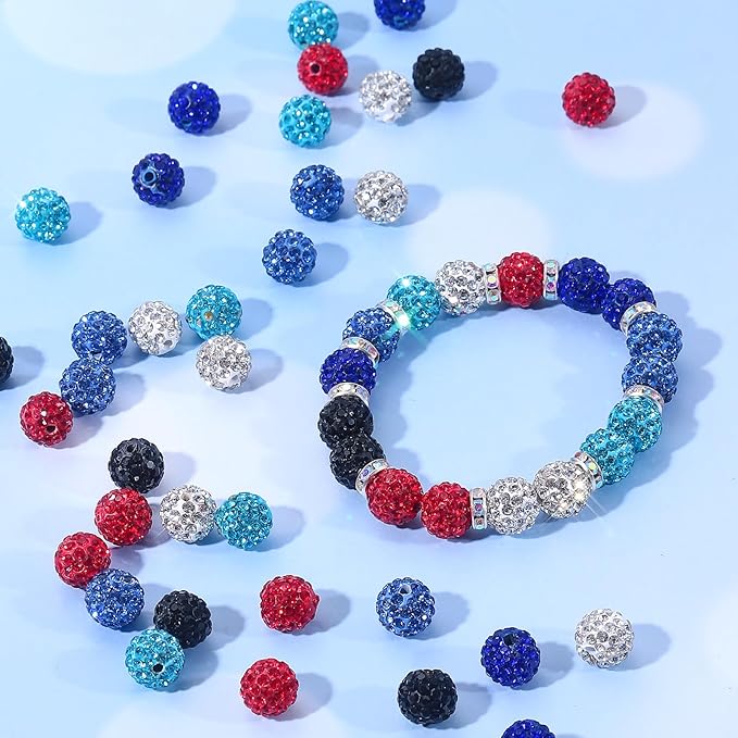 240pcs 10mm Rhinestone Beads for Crafting, Sparkle Clay Beads Crystal Disco - Image 6
