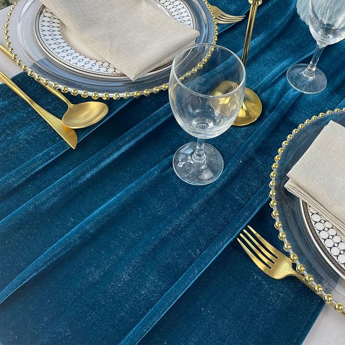 Velvet Table Runner, 10ft Luxurious Wedding Reception Decorations Soft Velvet - Image 7