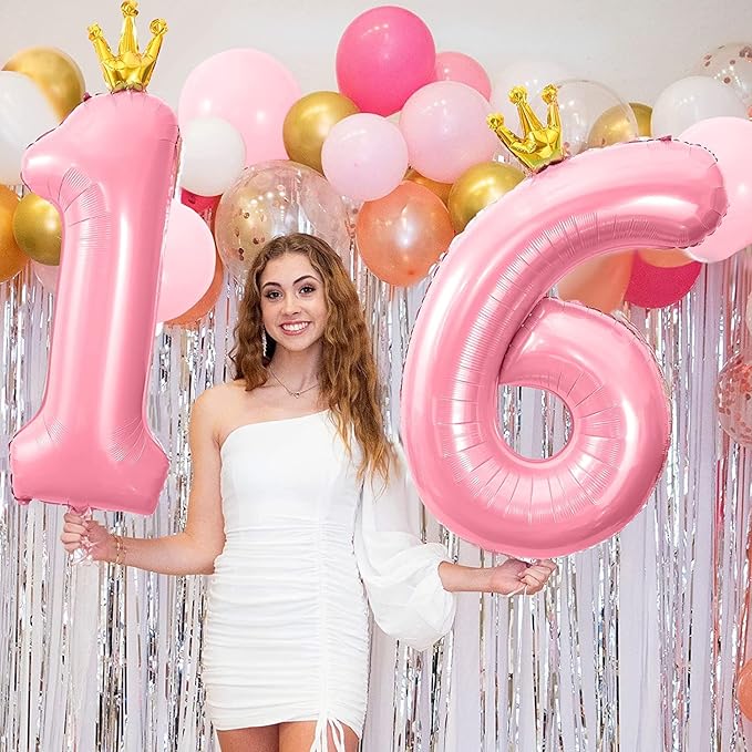 Pink 40 Inch Number Balloon - Image 3
