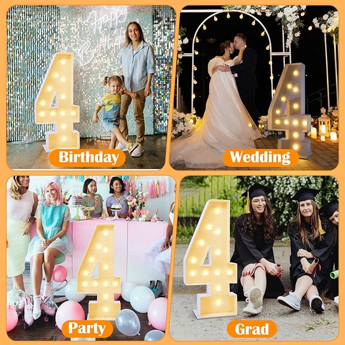4ft Marquee Number 4, Light Up Sign - Image 3