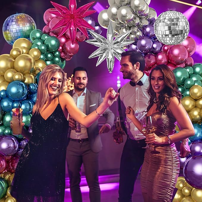 150Pcs Metallic Disco Balloon Arch Garland Kit, Chrome Purple Hot Pink Blue - Image 5